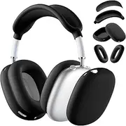 [WJK] Soft Case Cover Compatible with Apple AirPods Max Headphones, Airpods Max Ear Cup Covers/Ear Pad Case Cover/Headband Cover/Max Headband Pad, Silicone Skin Protector for AirPods Max, Black