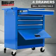 BULLET Pro 4 Drawer Tool Box Cabinet Trolley Storage, with 1-Door Toolbox Garage Organiser Set, Blue