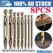 8PCS Drill Bits Set Double Head M35 Cobalt Drill Bit For HSS Stainless Steel AU
