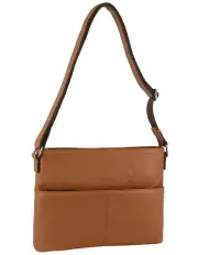 [Milleni] Nappa Leather Square Cross-Body Bag in Cognac