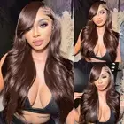 Chocolate Brown Wig - Human Hair 13x4 Lace Front Wig - Body Wave Frontal Wig ...