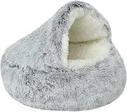 Pet Tent Cave Bed for Small Cats Dogs Pets Plush Slipper Dog Bed Hooded Fluffy Puppy Sleeping Bag Warm Claming Cat Beds Kitty Bed Cozy Indoor Cave Bed for Kitten Dog Non-slip Bottom 50cm