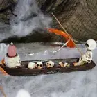 Backflow Incense Burner Halloween Decor Cute Skeleton Ship Incense Burner Resin