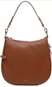 New Radley London Pudding Lane zip top large hobo bag tote leather indus tan