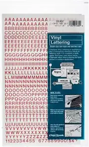 Chartpak Self-Adhesive Vinyl Capital Letters and Numbers, 1/4 Inch High, Red