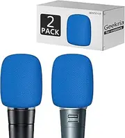 Geekria for Creators Foam Windscreen Compatible with Shure MV7, SM58LC, BETA 57A, BETA 58A, PGA48, PGA58 Microphone Antipop Windshield, Mic Wind Cover, Sponge Foam Filter (Blue / 2 Pack)