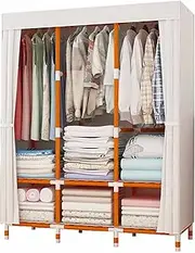 Simple Wardrobe,Assembly Double Layer Closet Storage Shelves Portable Fabric Cupboard with Waterproof Partition(Size:170 * 65 * 45CM) (170 * 126 * 45CM)