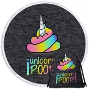 Funny Unicorn Poop Round Beach Towel