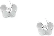 [JewelryWeb] 14k White Gold April Clear 2x2mm CZ Flower Screw Back Earrings 6x6mm Stud Earring for Women