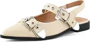 [PODAIK] Women's Buckle Ballet Flats Pointed Closed Toe Slingback Shoes with Low Heel Comfortable Dress Flats