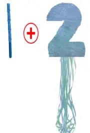 Number Two 2 Blue Pinata Piñata birthday Pull string Hit WITH OPTION OF STICK