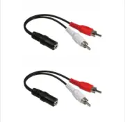 2 Pack 3.5mm Audio to 2 RCA Cable 6" Stereo Female to 2RCA Male Y Splitter Aux