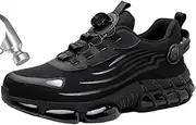 [Generic] Evontura Steel Toe Shoes, Evontura Steel Toe Power Trainers, Rotating Button Smash Proof Work Shoes