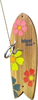Island Time Ring Toss Game for Adults & Kids - Flower Power Edition - Hook and Ring Game for Indoor & Outdoor Use - Light Weight Solid Acadia Wood Backboard with String and Hooks - Easy Set Up