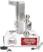 Weigh Safe LTB10-2.5-KA, 10" Drop 180 Hitch w/ 2.5" Shank/Shaft Adjustable Aluminum Trailer Hitch & Ball Mount, Stainless Steel Combo Ball (2" & 2-5/16"), Keyed Alike Key Lock Hitch Pin