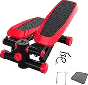 Steppers for Exercise, Stair Stepper with Resistance Bands, 30lb Resistance, Mini Stepper with 330lbs Loading Capacity, 38° Golden Movement Angle, Hydraulic Fitness Stepper with LCD Monitor