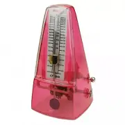 NEW Crown Traditional Mechanical Wind Up Transparent Metronome with Bell (Pink)