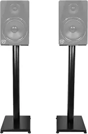 Pair RS29B 29" Steel Bookshelf Speaker and Studio Monitor Stands-Black V2