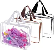 3 Pcs Large Toy Storage Tote with Handles, Clear PVC Storage Bags with Zippered, Waterproof Portable Toy Storage Organizer for Home Building Blocks Puzzles Organization