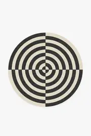 185' Round | Machine Washable Runner Rug | Kid & Pet Friendly | Indoor Rug | Jonathan Adler Op Art Charcoal Tufted Rug | Ruggable