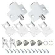 2 Set Sliding Window Locks Push-In Sliding Window Security Lock with Keys White
