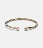 [David Yurman] David Yurman Cablespira® Flex 18kt gold cuff bracelet with freshwater pearls and diamonds M gold