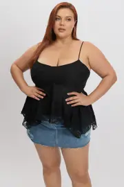 Black Lace Singlet Top