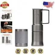 Portable Stainless Steel Espresso Machine - 12 Oz Compact Camping Coffee Maker