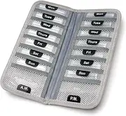 TeloTravel 7-Day AM/PM Medication Organizer | 14 Compartment Pill Case
