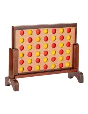 [Jenjo] Mini Four In A Row Polished Hardwood 52x16x40cm Outdoor/Indoor Boardgame