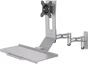 Display Keyboard Desk Mount, Space Saving Workstation with Keyboard Tray, Adjustable Height and Angle Integrated Screen Mount for Industry, Integrated Cable Management