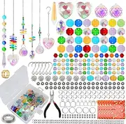 Worgree 460pcs DIY Suncatcher Making Kits for Adults Crystal Sun Catcher Arts and Crafts Supplies Set with Colorful Crystals Beads Rainbow Maker Prism for Windows Hanging Indoor Outdoor Garden Decor