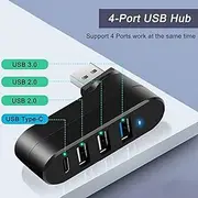 USB 3.0 Hub 4 Ports USB Splitter Extender Multi-Port Adapter with 3 USB Ports 1 USB C Power/Data Port for Laptop