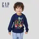 Gap 男幼童裝 Gap x Super Wings聯名 Logo純棉印花圓領長袖T恤-深藍色(765857)