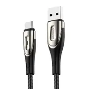 3A USB-C / Type-C Interface Charging + Transmission Nylon Braided Data Cable with Drop-shaped Indicator Light, Cable Length: 2m (Black)
