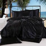 Ice Silk Four-piece Set Four-piece Set Pure Color Silk Satin Fitted Sheet Bedding