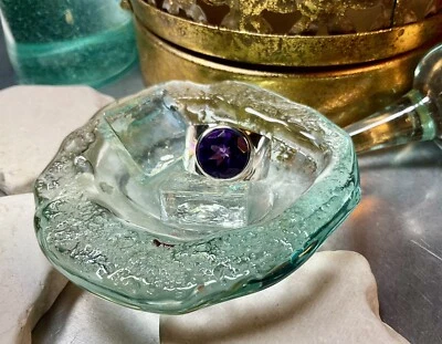 Genuine 925 Sterling Silver Amethyst Gemstone Ring Size 8.5