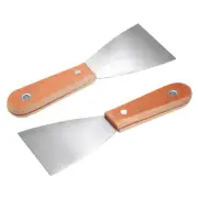Putty Taping Paint Scraper 3" Steel Flexible Blade Bamboo Handle Wall Floor 2pcs