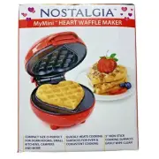 Mini Non Stick Heart Waffle Maker Cookies Red Nostalgia Love Celebrations NEW