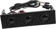 HOMSFOU Black Stereo Surround Sound Front Panel Speakers Built-in Mic Computer Case Built-in Loudspeaker for Computer Supplies