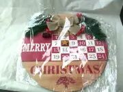 Christmas Countdown Calendar Round Wood Rustic Magnetic! LARGER! NEW!