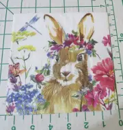 THREE DECORATIVE LUNCHEON NAPKINS for DECOUPAGE "Bunny Lane"