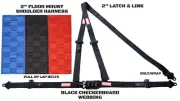 2" LATCH & LINK Y FLOOR MOUNT HARNESS 3 POINT PULL UP BELTS BLACK CHECKERBOARD