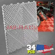 34pcs 16"x16" Gary Garage Floor Mat Perforated Flooring Tile Shop Interlocking