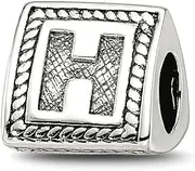 [JewelryWeb] 925 Sterling Silver Polished Reflections Letter Name Personalized Monogram Initial H Triangle Block Bead Charm Pendant Necklace Measures 8.18x8.18mm Wide Jewelry for Women