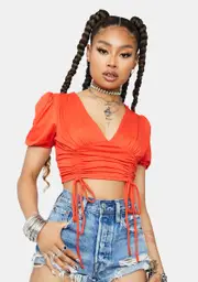 Tomato Picture Perfect Ruched Crop Top