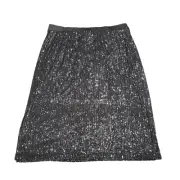 Susan Graver Occasions Sequin Pull On Tredny Pencil Midi Skirt X-Large Sz Black