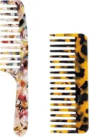 Framendino, 2 Pack Wide Tooth Comb Tortoise Wide Tooth Comb Anti Static Comb for Detangling Wet Long Short Curly and Straight Hair