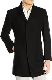 [Kenneth Cole] Men's Elan Wool Top Coat, Black