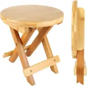 Bamboo Folding Step Stool - 9 Inch High Bamboo Shower Bench Stool, Natural Bambo